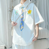 Preppy Style Men's Floral Shirt Summer Print Shirts Short Sleeve Tops Streetwear Loose Casual Hawaiian Shirts Men Clothing