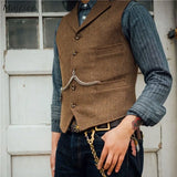 Vests Men Vintage Slim Classic Smart Casual Woolen Coats Autumn American Style Handsome Mature High Street All-match Fashion New