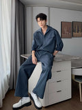 Men's Shirt Pants Set High-end Shirt Suit Trendy Spring Handsome Long-sleeved Top Loose Straight Trousers Two-piece Set