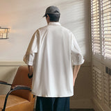 Spring/Summer Men's Shirt Japanese Solid Color Shirt Short Sleeve Men's Summer Half Sleeve Top Coat Trendy Hong Kong Style Shirt