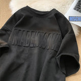 Fashion Harajuku European American suede letter graphic T shirt Street y2k men and women hip hop loose oversize short sleeves