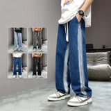 4 Colors New Fashion Men's Jeans Elastic Waist Drawstring Denim Pants High Street Hip Hop Streetwear Male Trousers Trendy Brand