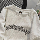 American autumn and winter street fashion personalized printed round neck pullover for couples loose retro Harajuku casual top