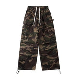 High Street Retro Hiphop Pants Baggy Camouflage Cargo Pants Men's Straight Skateboard Street Dance Jogger Pants Trendy Tie Foot