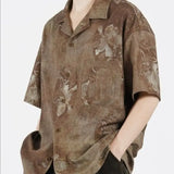American Fashion Retro Top Korean Streetwear 2025 Summer Lazy New Lazy Style Cuban Collar Short-sleeved Shirt Aesthetic Chic