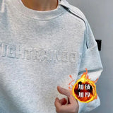 2025SS Hip Hop Sweatshirt Loose Shoulder-down Steel Stamp Raised Letter Zipper O-neck Shirt Men's High-end Hat-free Clothing
