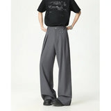 Grey Black Suit Pants Men Fashion Society Mens Dress Pants Korean Loose Casual Straight Pants Mens Office Formal Trousers M-3XL