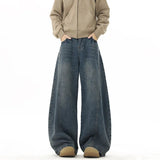 Wide Leg Jeans Men Denim Dark Blue Floor Sweeping Baggy Trousers Street Dance Hip Hop Unisex Urban Fashion Urban Streetwear