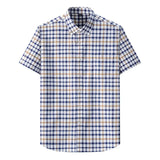 Brand Summer Plaid Short Sleeves Checked Shirts for Man 100% Cotton Business Office Oxford Shirts Men Big Size