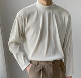 Men T-shirts Turtleneck Basic Daily Simple All-match Pure Color Long Sleeve Leisure Comfortable Fashion  Advanced Ins