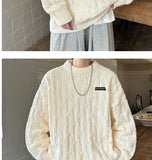Autumn and winter high street men and women Korean style trend lazy style round neck sweater couple loose retro casual knitted