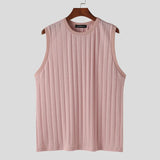 Men Tank Tops Solid Color Knitted O-neck Sleeveless Streetwear Male Vests Summer Fashion Casual Men Clothing S-5XL