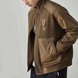 Stand Collar Jackets for Men's Autumn Korean New Trend Short Patchwork Jacket Casual Vintage Simple Knitted Coats Daily Outwear
