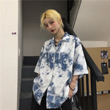 Men's Clothing Streetwear Fashion Casual Turn-down Collar Short Sleeve Printing Neutral Handsome Button Spring Summer Shirts