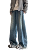 American style personality trend men and women straight leg spring and autumn washed jeans couple loose retro casual pants y2k