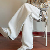 Black Casual Pants Men Fashion Oversized Wide Leg Pants Men Streetwear Hip-hop Loose Pleated Pants Mens White Trousers