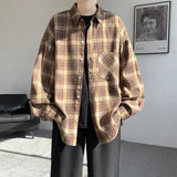 Spring Long Sleeved Shirt Men Fashion Retro Plaid Shirt Men Streetwear Loose Casual Shirt Mens Vintage Shirts Plus Size 5XL