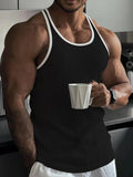 Men's Quick-drying Elastic Fitness Wear Gym Running Slim Vertical Stripes Sleeveless Fashion Summer New