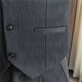 England Men's Suit Vest Pinstripe Slim Fit Sleeveless Gilet Formal Groomsman Waistcoat Business Gentleman Work Dress Suit Vests