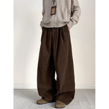 Brown Corduroy Pants Men Fashion Black Casual Pants Men Streetwear Hip-hop Loose Wide Leg Pants Mens Vintage Trousers M-3XL