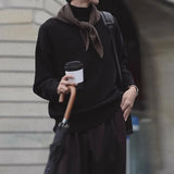 New Korean Fashion Men Sweater Light Luxury Trendy Turtleneck Knit Solid Color Pullover Leisure Retro Long Sleeve Basic Knitwear