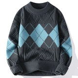 Korean style autumn and winter street fashion personalized splicing round neck sweater for couples loose and casual knitted top