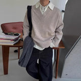New American Chic Polo Neck Men Sweater Light Luxury Fake Two Piece Knit Pullover Trendy High Quality Long Sleeve Knitwear M-2XL