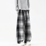 Autumn Thick Pants Men Warm Fashion Retro Plaid Pants Men Japanese Streetwear Loose Wide Leg Pants Men Vintage Trousers M-3XL