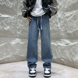 Black Baggy Jeans Men Fashion Retro Straight Jeans Men Streetwear Hip-hop Loose Wide Leg Jeans Mens Vintage Denim Trousers 4XL