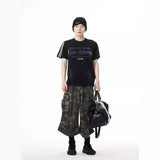 Vintage Camouflage Work Jeans Men's Loose Fit Summer Trendy Straight Leg Wide Leg Seven Point Pants Casual Streetwear