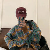 American autumn and winter men and women trendy personality lazy sweater couple loose retro casual round neck Harajuku knitted
