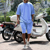 Men's Tracksuit Casual Cotton Short-sleeved T-Shirt Shorts 2-piece Suit Summer Sportswear Loose Men's Clothing Suit