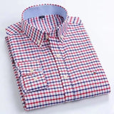 Men's Classic Plaid Oxford Long Sleeve Shirts Pocket 100% Cotton Business Casual Formal Standard Fit Workwear Button Down Shirts