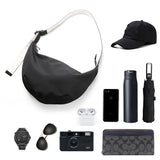 Solid Hobos Crossbody Bag for Men Large Capacity Oxford Waterproof Half Moon Belt Bag Fashion All-match Men Shoulder Bag