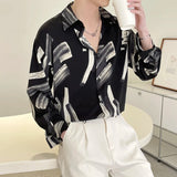 Slim Fit Long Sleeve Printed Shirt Men Comfortable Trendy Fashion Youth Casual Stylish Top 2025 New Design Hot Sale Modern