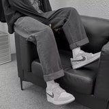 Men Straight-leg Men Jeans Male Baggy Streetwear Wide Leg Denim Pants Hip Hop Style Washed Jeans with Pockets Classic Straight
