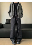 Baggy Jeans Men Distressed Wash Cargo Trousers Streetwear Wide Leg Drop Croch Hip Hop Joggers with Big Pockets for Teen Boys