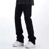 Man Trendy Solid Color Flare Pants Spring Summer Casual High Street Straight-Leg Jeans Micro-Flared Waist Slimming Effect