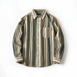 Japanese Cotton Corduroy Trendy Striped Loose Long-sleeved Shirt Shirt Men's Autumn Hong Kong Style Thin Button Cardigan Jacket