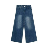 Men New Fashion Casual Baggy Jeans Male Wash High Waist Straight Wide Leg Solid Color Denim Pants High Street Comfortable Pants