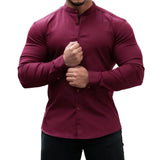 Trend Men's Business Casual Shirts Long Sleeve Slim Fit Party Daily Tops Camisas  Long Sleeve T Shirt