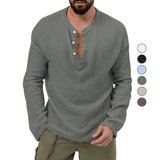 Spring and Autumn New Men's Shirt Casual Seersucker Solid Color Long Sleeve Shirt Loose Style Button Men's Clothing