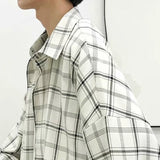 Men Casual Shirts Plaid Single Breasted Long Sleeve Baggy S-3XL Loose Korean Chic Fashion Shirt Teens All-match Thin Outwear BF