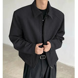 Black Short Autumn Suit Jacket Male College Preppy Wearing American Baseball Uniforms with High-end Shoulder Pad Jacket Chic