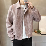 American Street Style Men's Jacket Handsome Trendy Jacket with Retro Collar Design and Rivet Decoration Double Door Front Coat