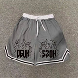 2025 New American Shorts Basketball Letter Print Boy Korean Streetwear Summer Half Pants Loose Casual Sports Shorts Aesthetic