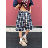 Summer Shorts For Men Fashion Retro Casual Shorts Mens Japanese Streetwear Loose Plaid Shorts Man Shorts Large Size 4XL