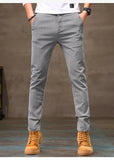 Men's Business Casual Pants Stretch Slim Fit Straight Semi-elastic Waist Trousers Solid Classic Office Work Male Clothing