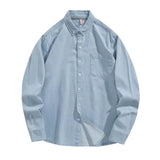 100% Cotton Comfortable Denim Shirt Men Autumn New Fashion Slim Long-sleeved Male Shirt Streetwear Classic Black Light Blue