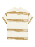 250G Cotton Summer T-shirts Men Korean Fashion Irregular Stripes Basic Tees Y2K Tops Short Sleeve Oversized T Shirts